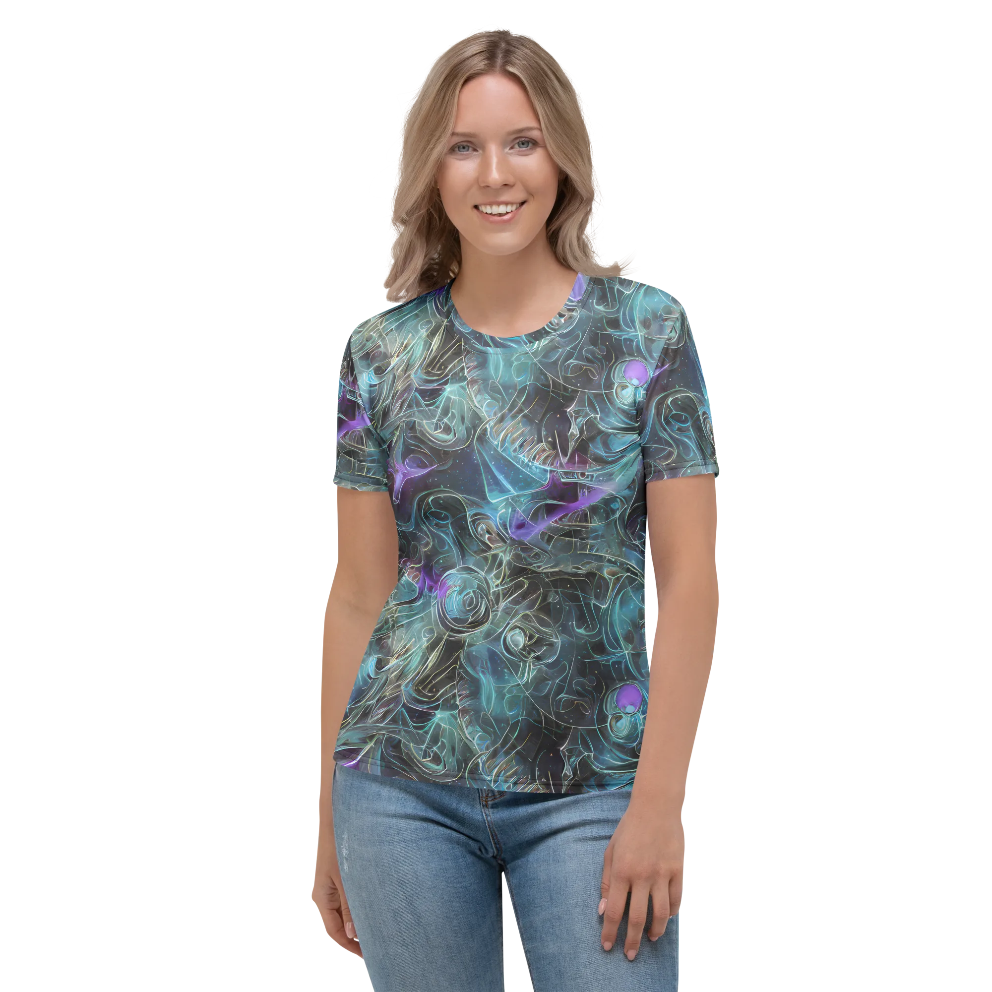Deep Space Opal on Women's Crew Neck T-Shirt — Front