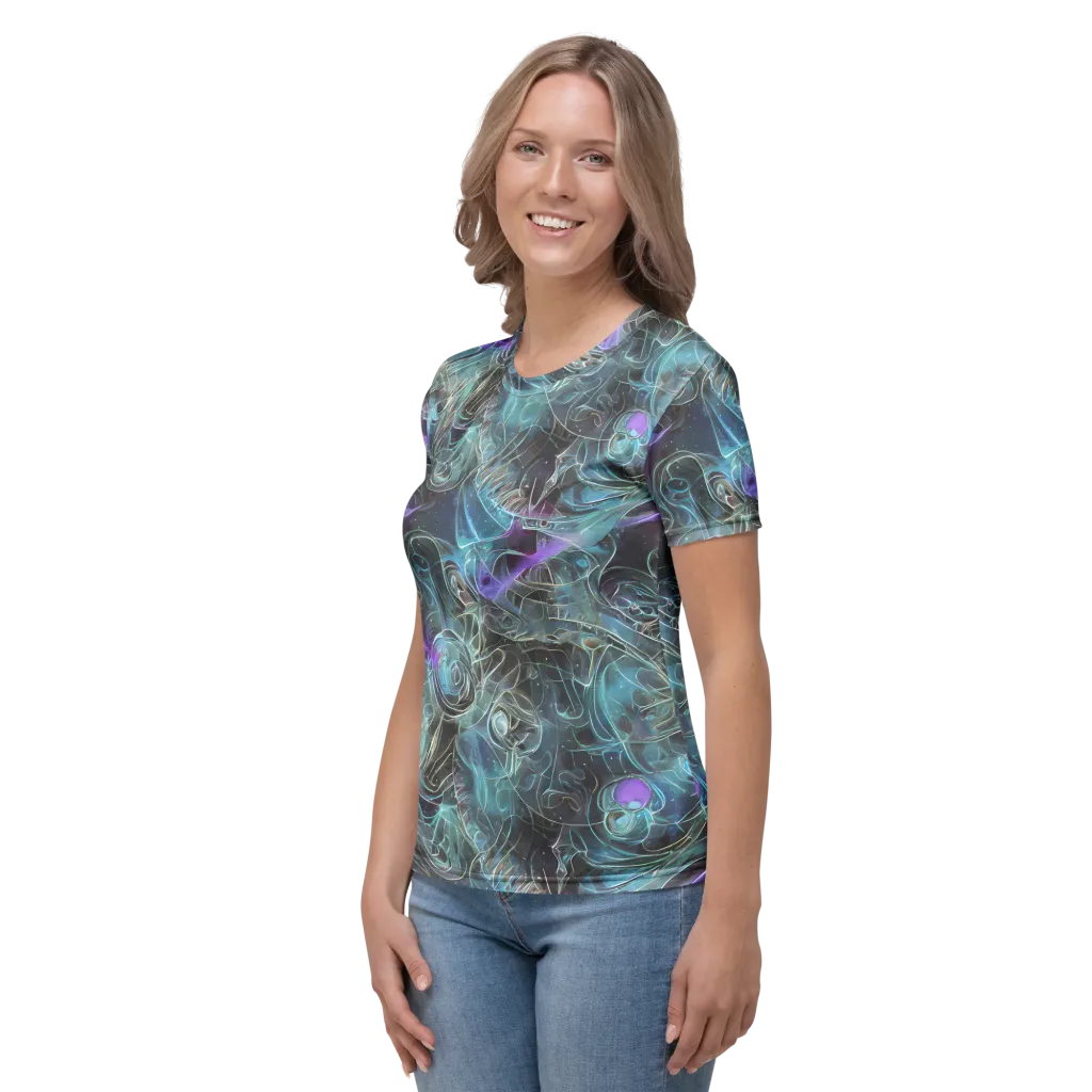 Deep Space Opal on Women's Crew Neck T-Shirt — Left