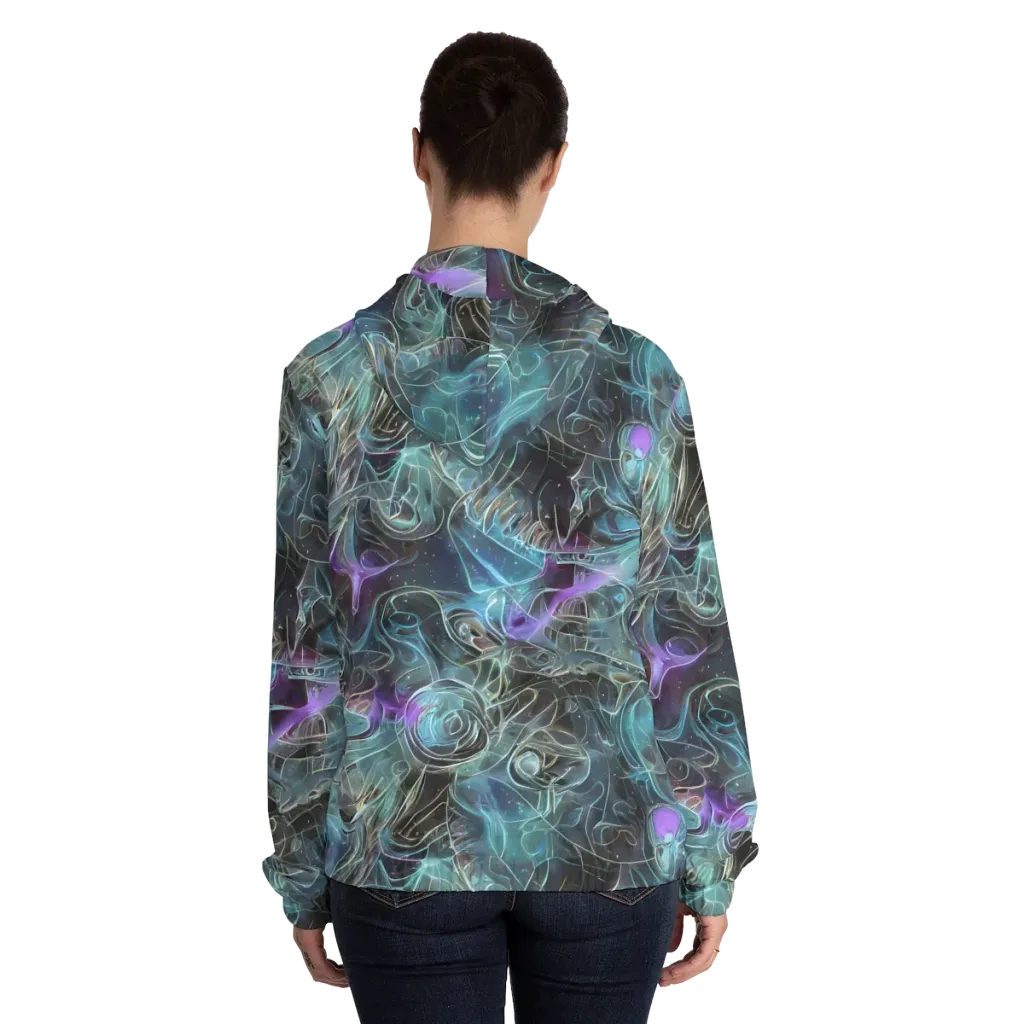 Deep Space Opal on Women's Full-Zip Hoodie — Back On Person