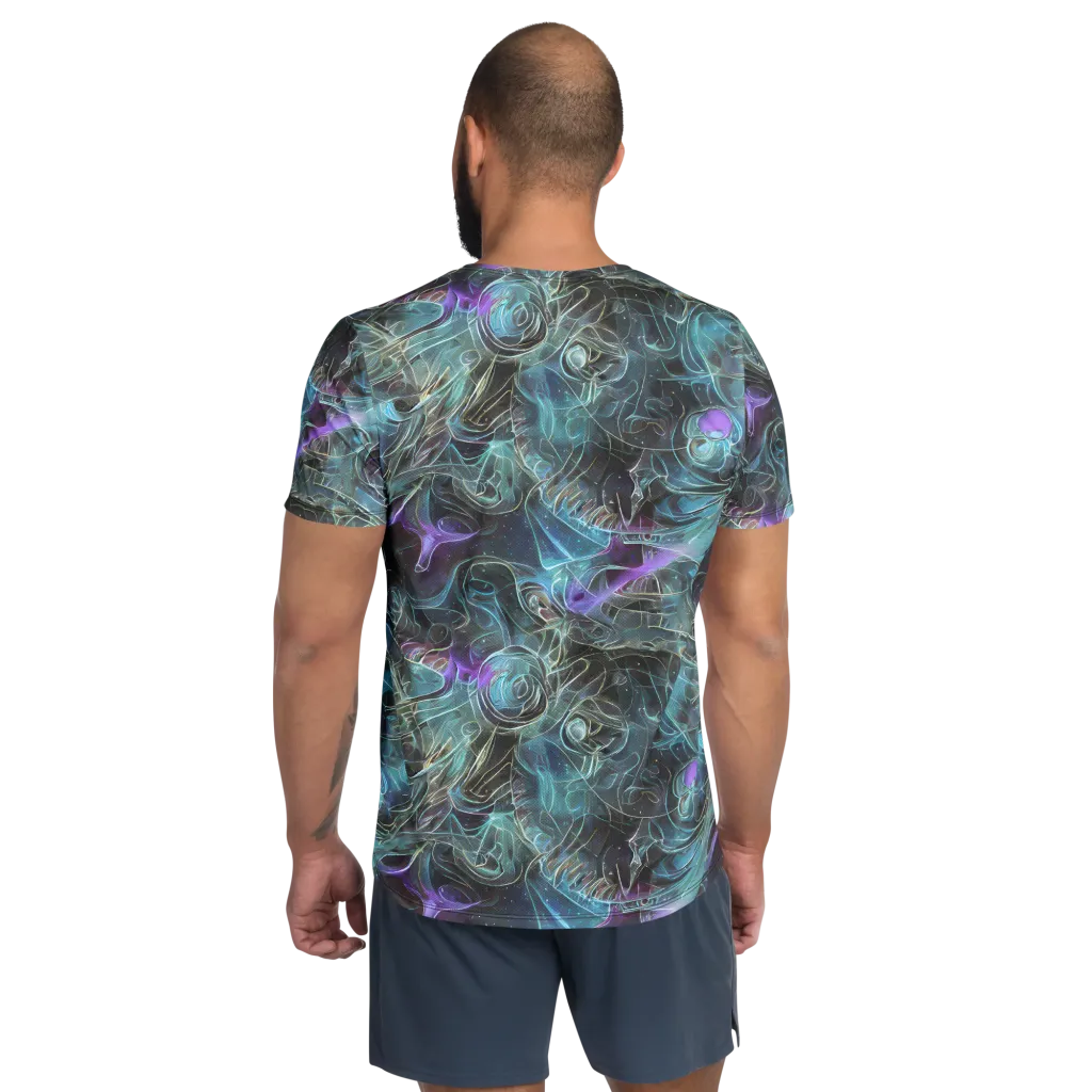 Deep Space Opal on Men's Athletic T-Shirt — Back