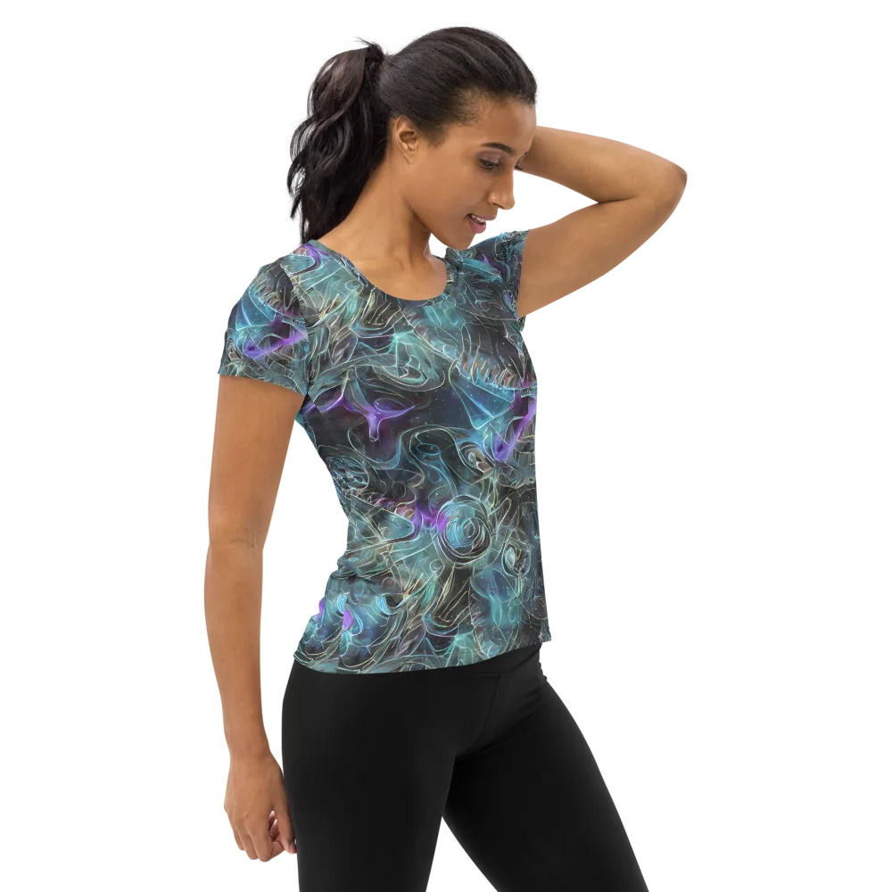 Deep Space Opal on Women's Athletic T-Shirt — Right