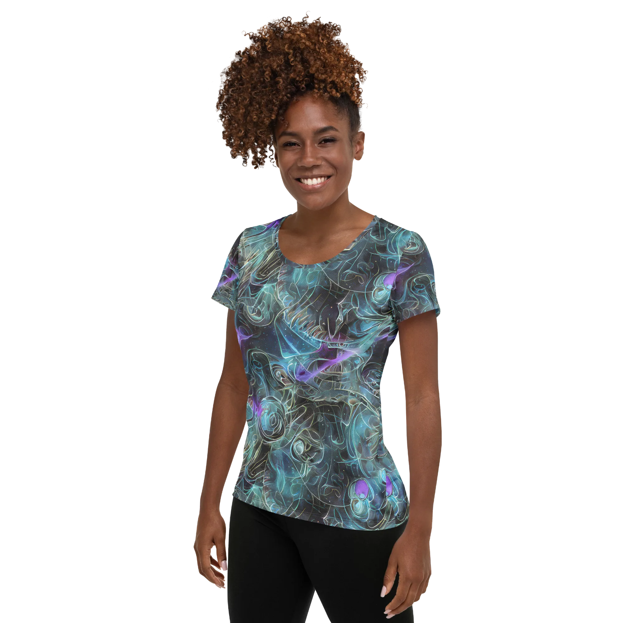 Deep Space Opal on Women's Athletic T-Shirt — Left