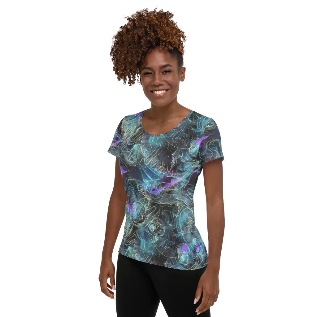 Deep Space Opal on Women's Athletic T-Shirt — Left
