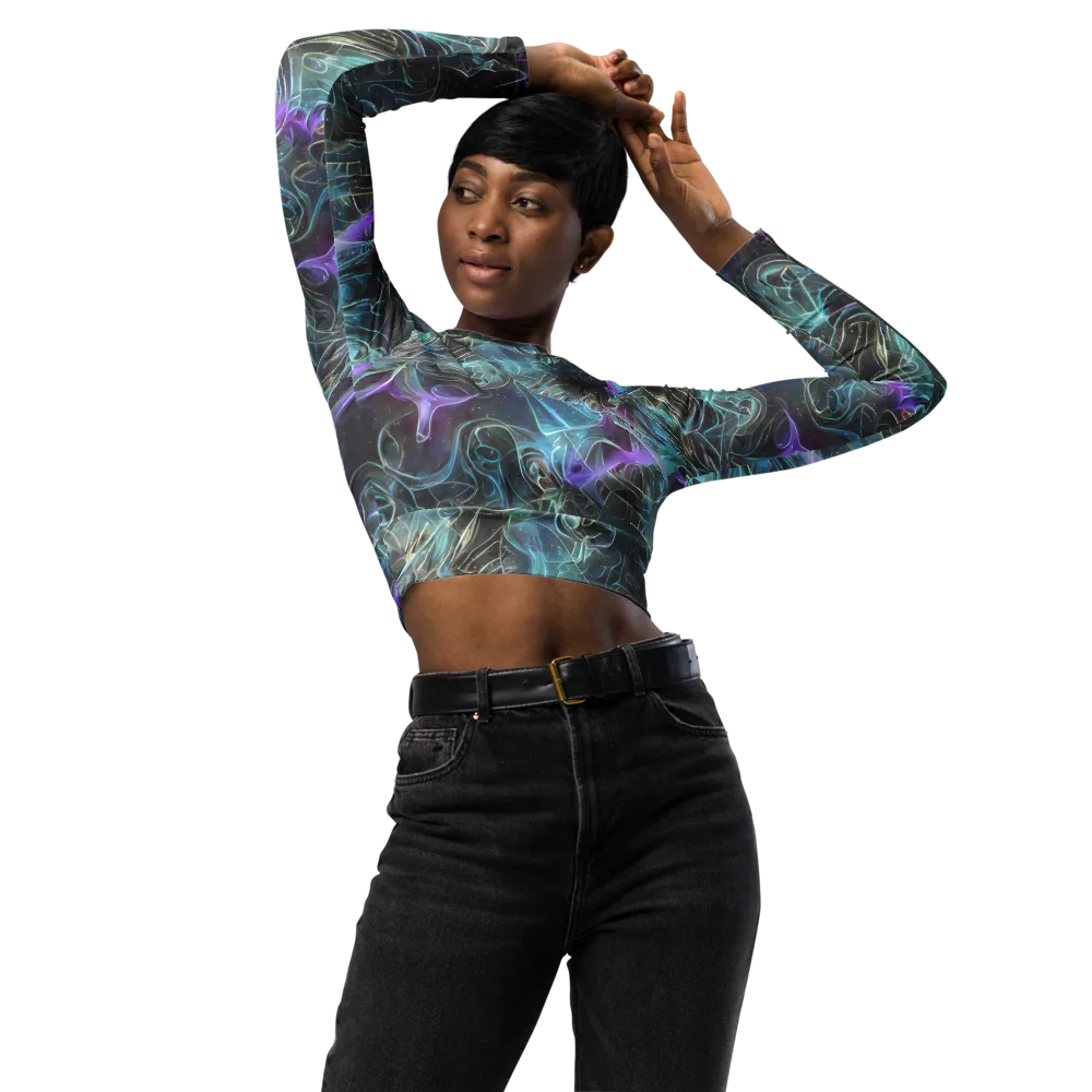 Deep Space Opal on Long Sleeve Crop Top — Front
