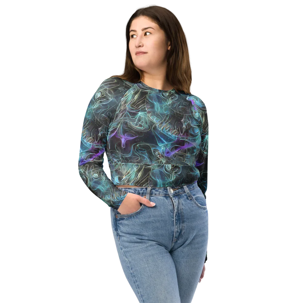 Deep Space Opal on Long Sleeve Crop Top — Front