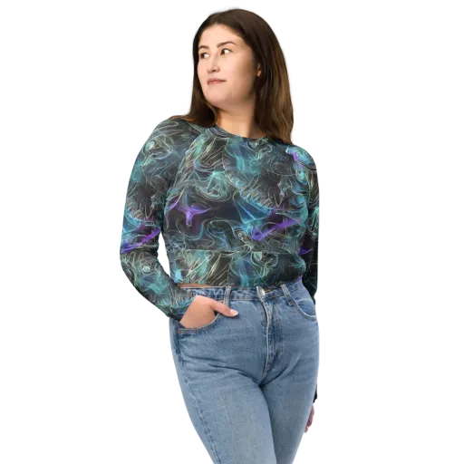 Deep Space Opal on a Long Sleeve Crop Top