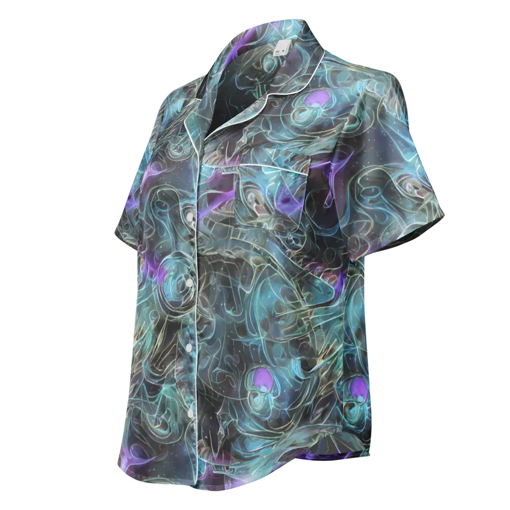 Deep Space Opal on Women's Short Sleeve Pajama Top — Left Front