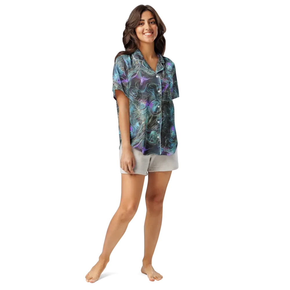 Deep Space Opal on Women's Short Sleeve Pajama Top — Front