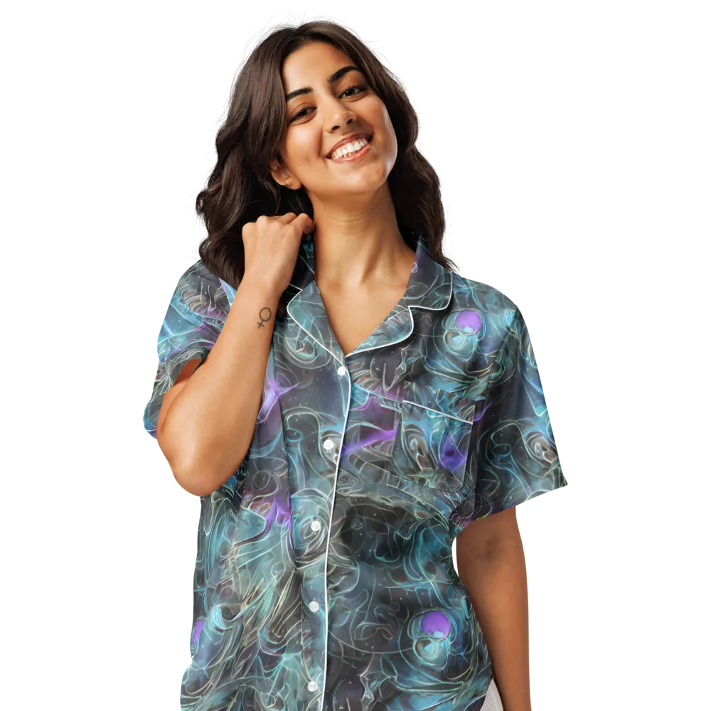 Deep Space Opal on Women's Short Sleeve Pajama Top — Front