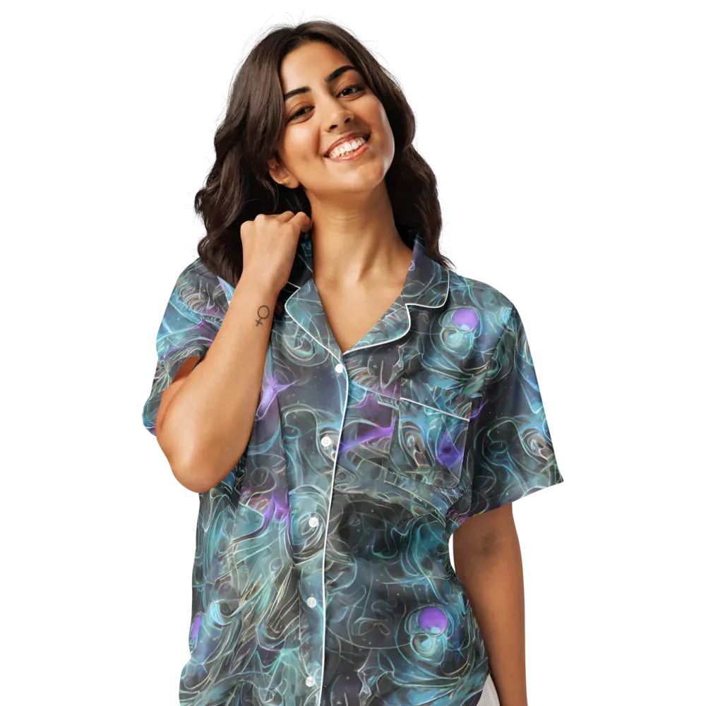 Deep Space Opal on Women's Short Sleeve Pajama Top — Front