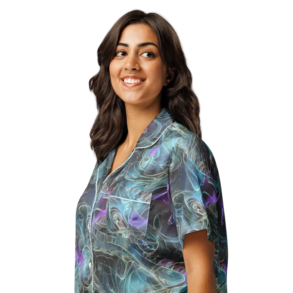 Deep Space Opal on Women's Short Sleeve Pajama Top — Left Front