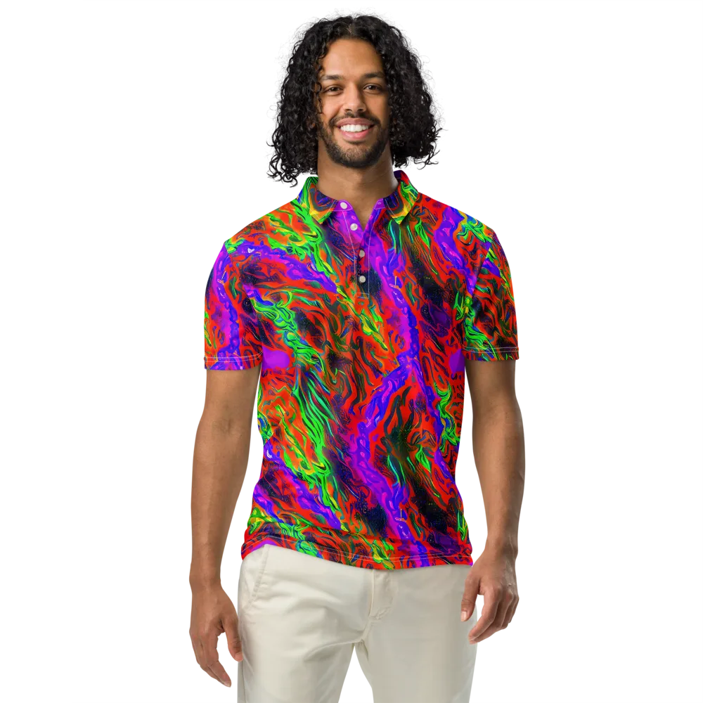 Flare Cascade on Men's Slim Fit Polo Shirt — Front