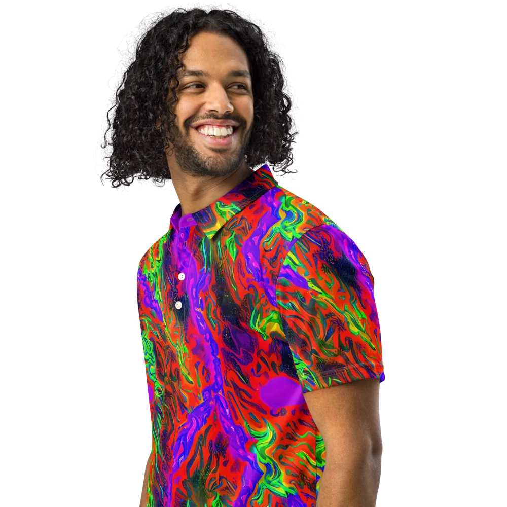 Flare Cascade on Men's Slim Fit Polo Shirt — Left Front