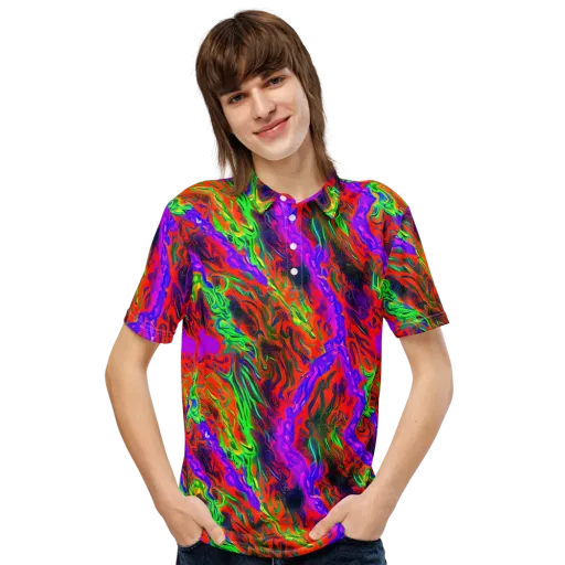Flare Cascade on a Men's Slim Fit Polo Shirt