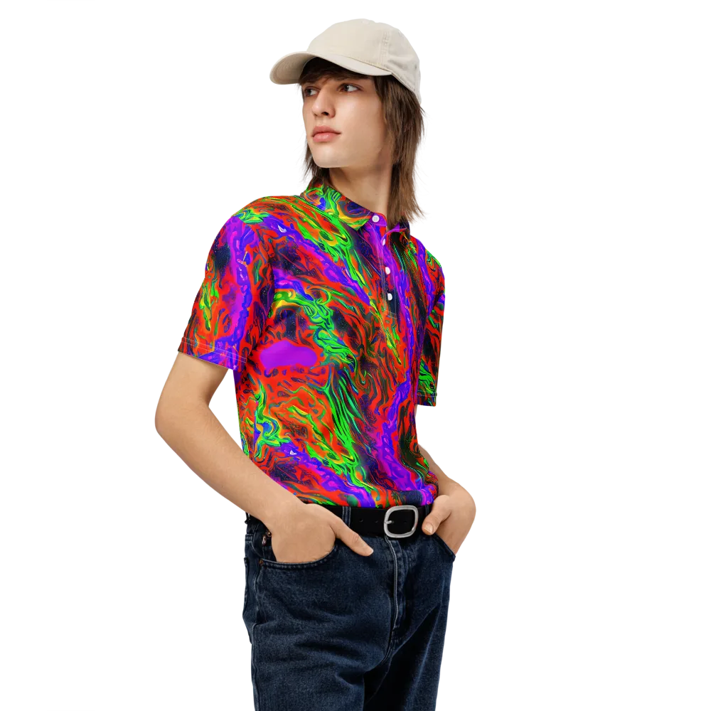 Flare Cascade on Men's Slim Fit Polo Shirt — Right Front