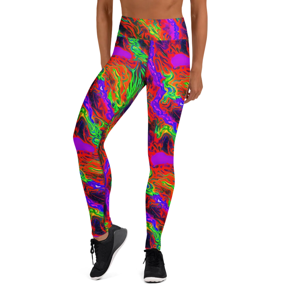 Flare Cascade on Yoga Leggings — Front