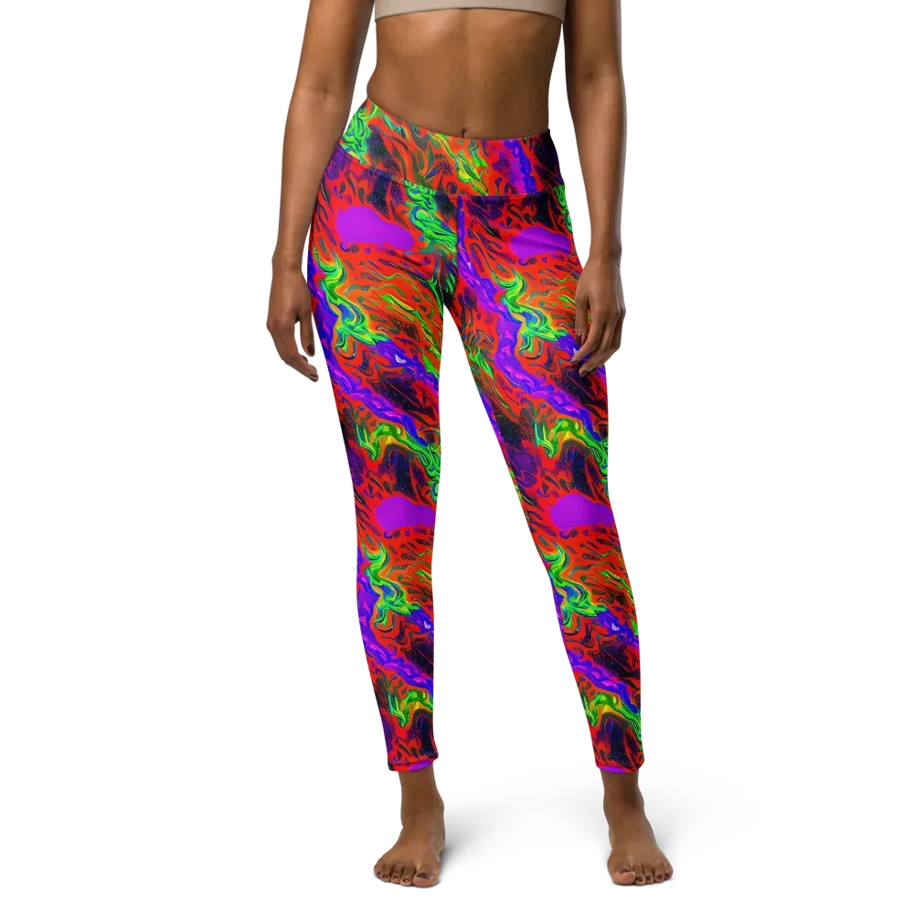 Flare Cascade on Yoga Leggings — Front