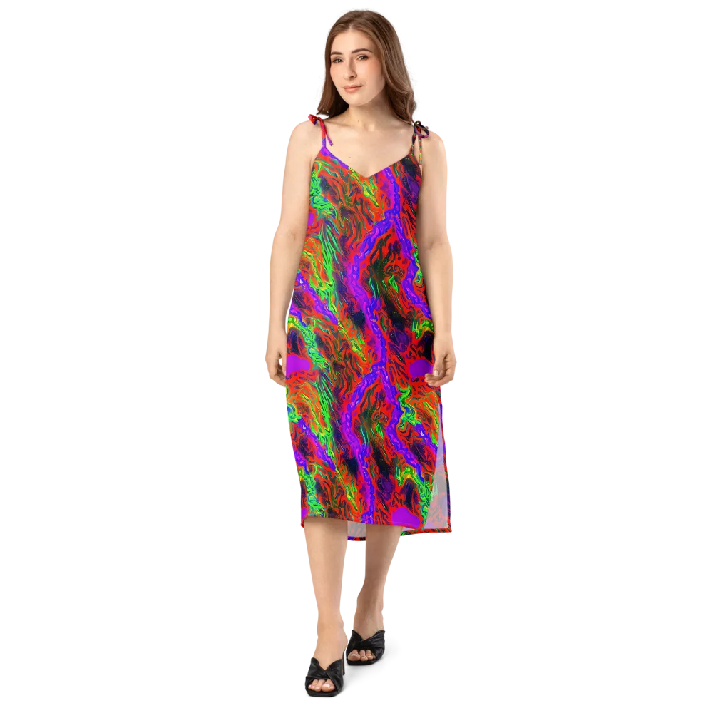 Flare Cascade on Slip Dress — Front