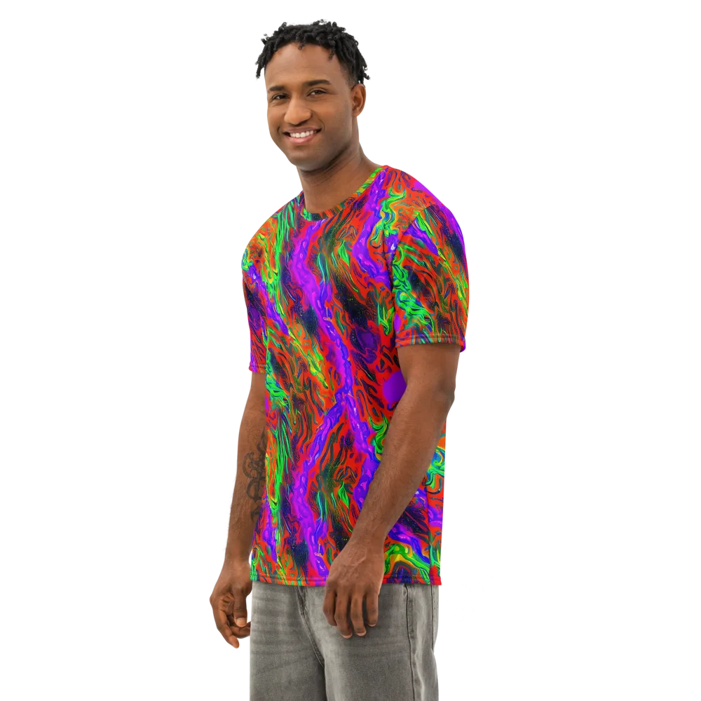 Flare Cascade on Men's Cotton Crew Neck T-Shirt — Left Front