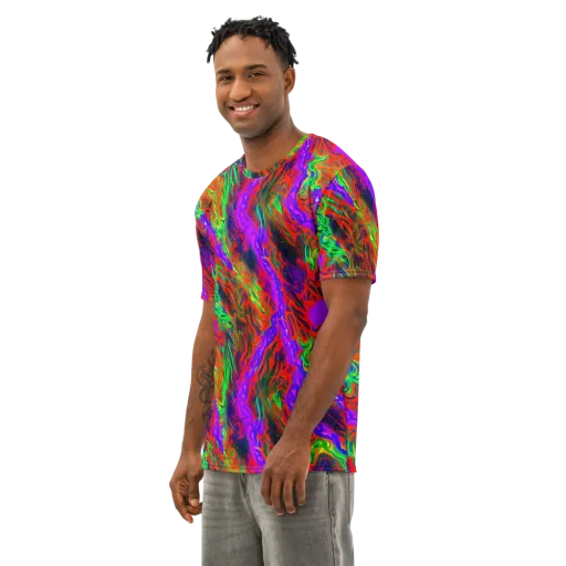 Flare Cascade on a Men's Cotton Crew Neck T-Shirt