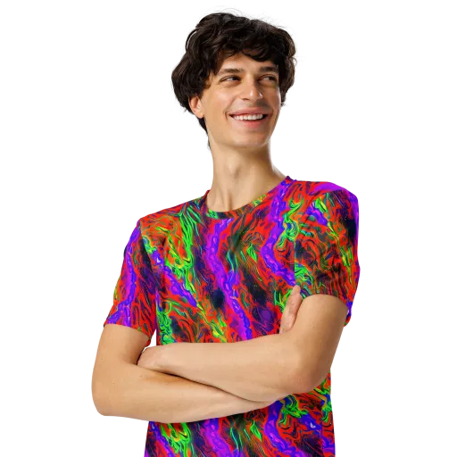 Flare Cascade on a Men's Crew Neck T-Shirt