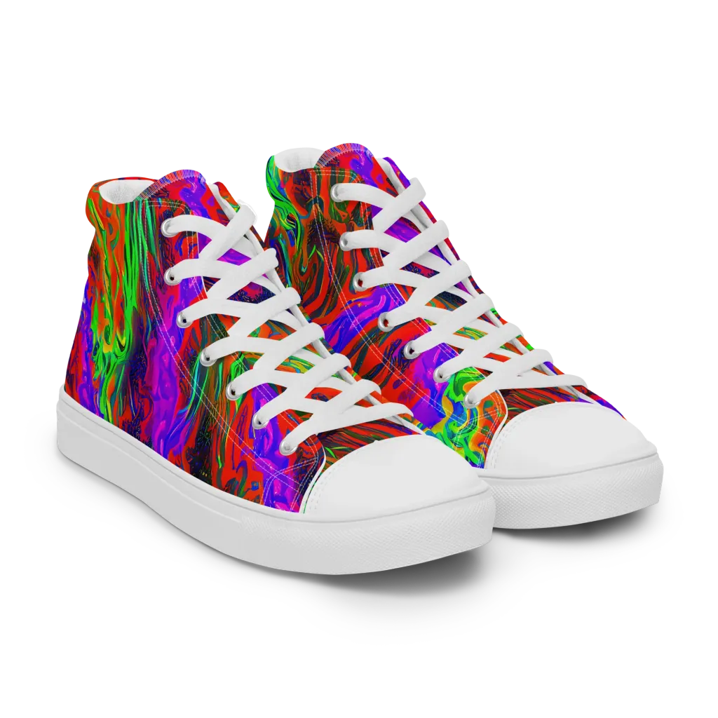 Flare Cascade on Men's High Top Canvas Shoes — Right Front