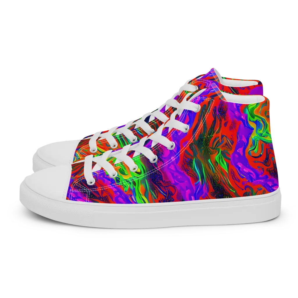 Flare Cascade on Men's High Top Canvas Shoes — Left