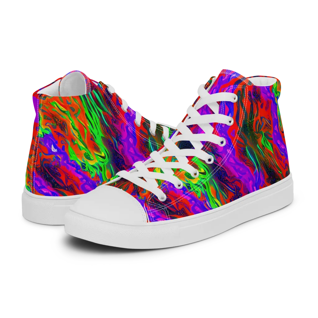 Flare Cascade on Men's High Top Canvas Shoes — Left