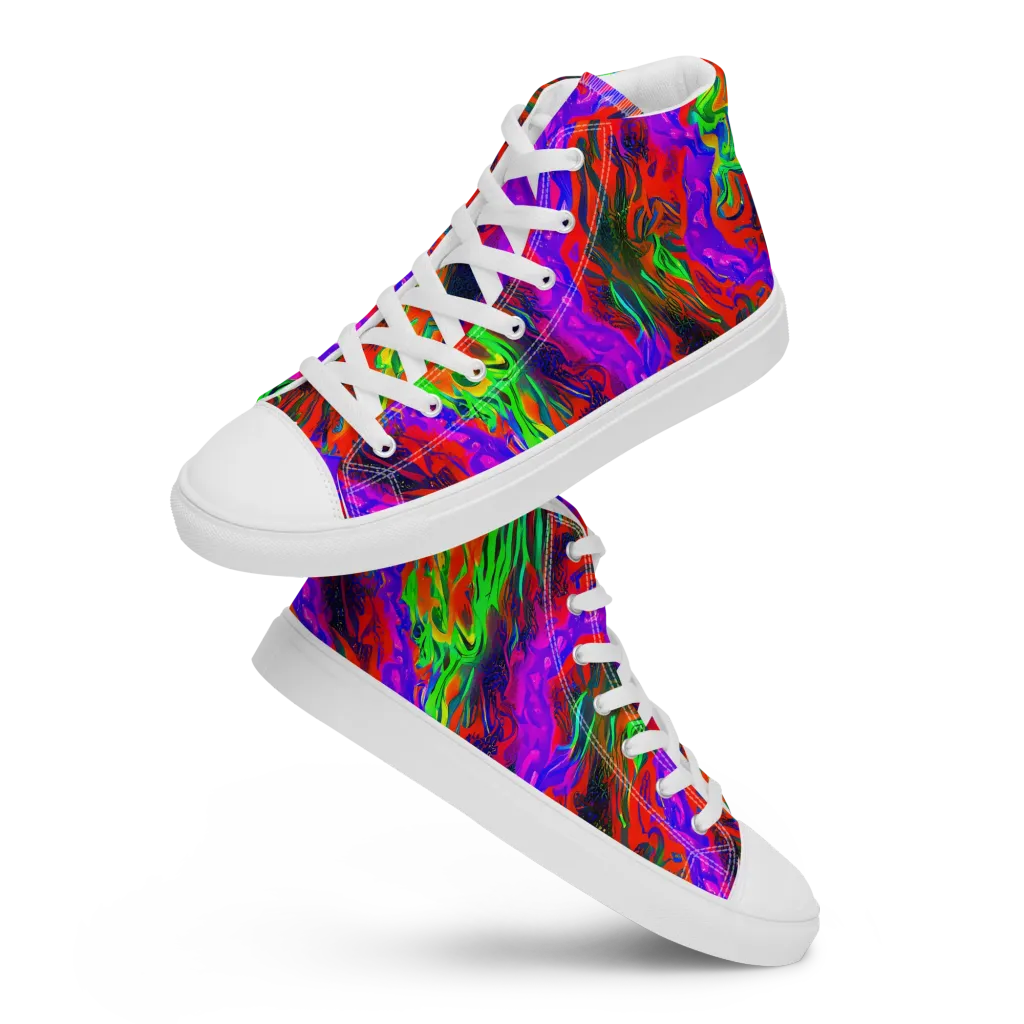 Flare Cascade on Men's High Top Canvas Shoes — Front