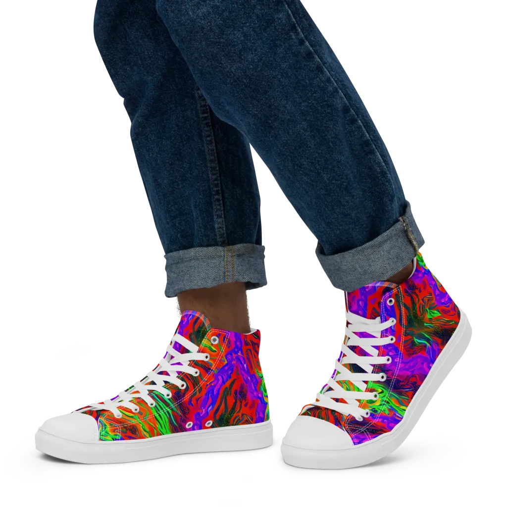 Flare Cascade on Men's High Top Canvas Shoes — Left