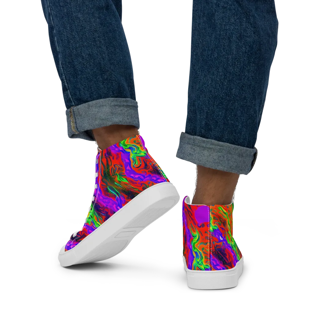 Flare Cascade on Men's High Top Canvas Shoes — Back