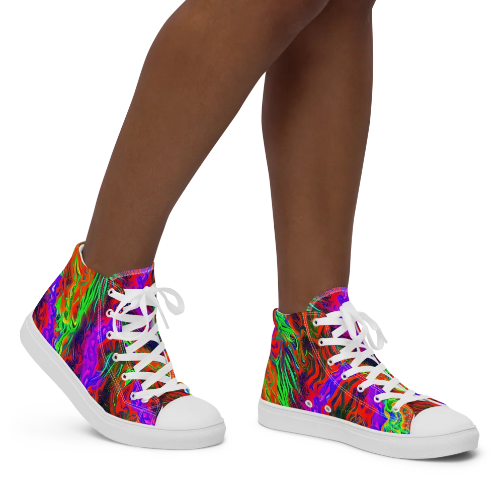 Flare Cascade on Women's High Top Canvas Shoes — Right