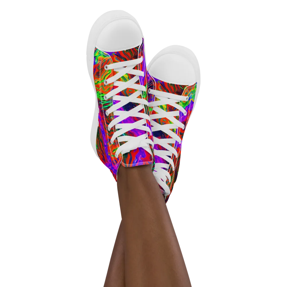 Flare Cascade on Women's High Top Canvas Shoes — Front