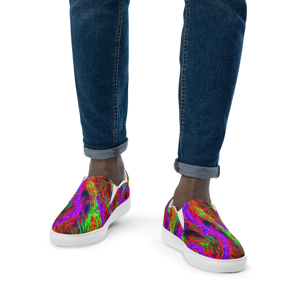 Flare Cascade on Men's Slip-On Canvas Shoes — Front