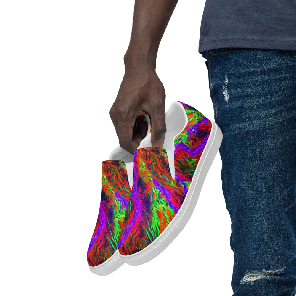 Flare Cascade on Men's Slip-On Canvas Shoes — Left Front