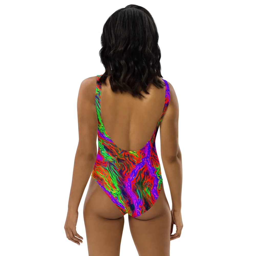 Flare Cascade on One-Piece Swimsuit — Back