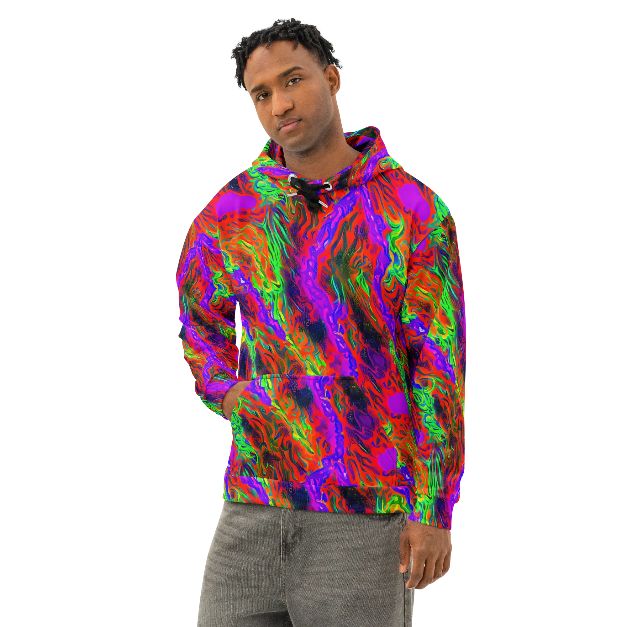 Flare Cascade on Cotton Hoodie — Left Front