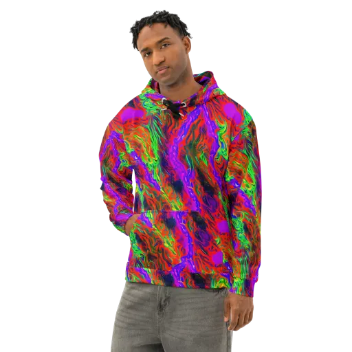 Flare Cascade on a Cotton Hoodie