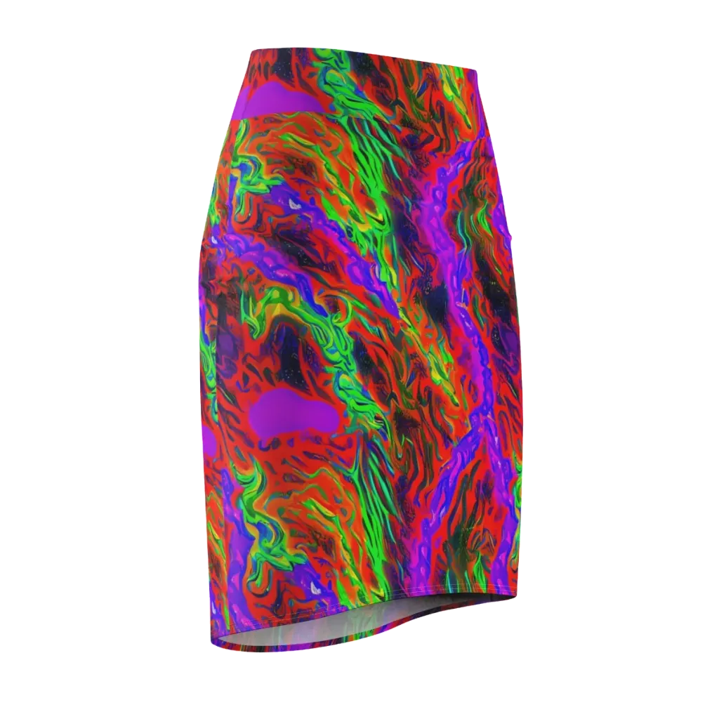 Flare Cascade on Pencil Skirt — Front Side