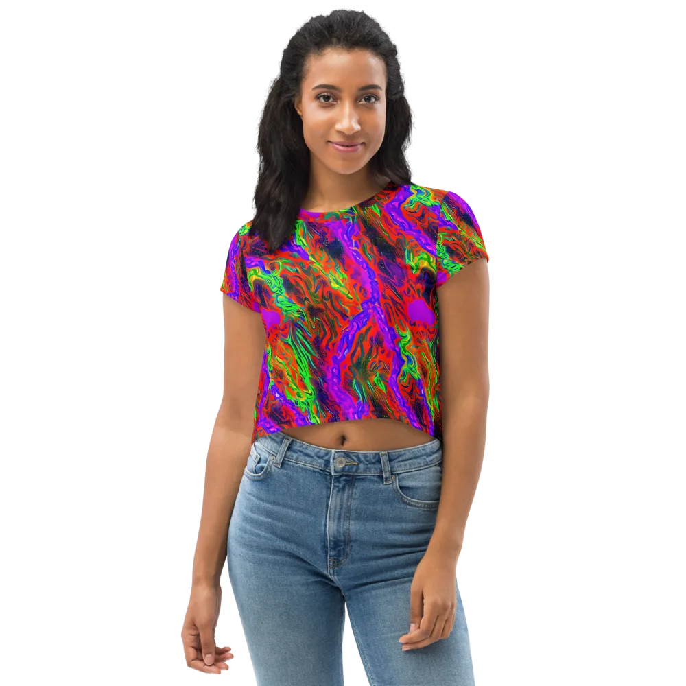 Flare Cascade on Crop Tee — Front