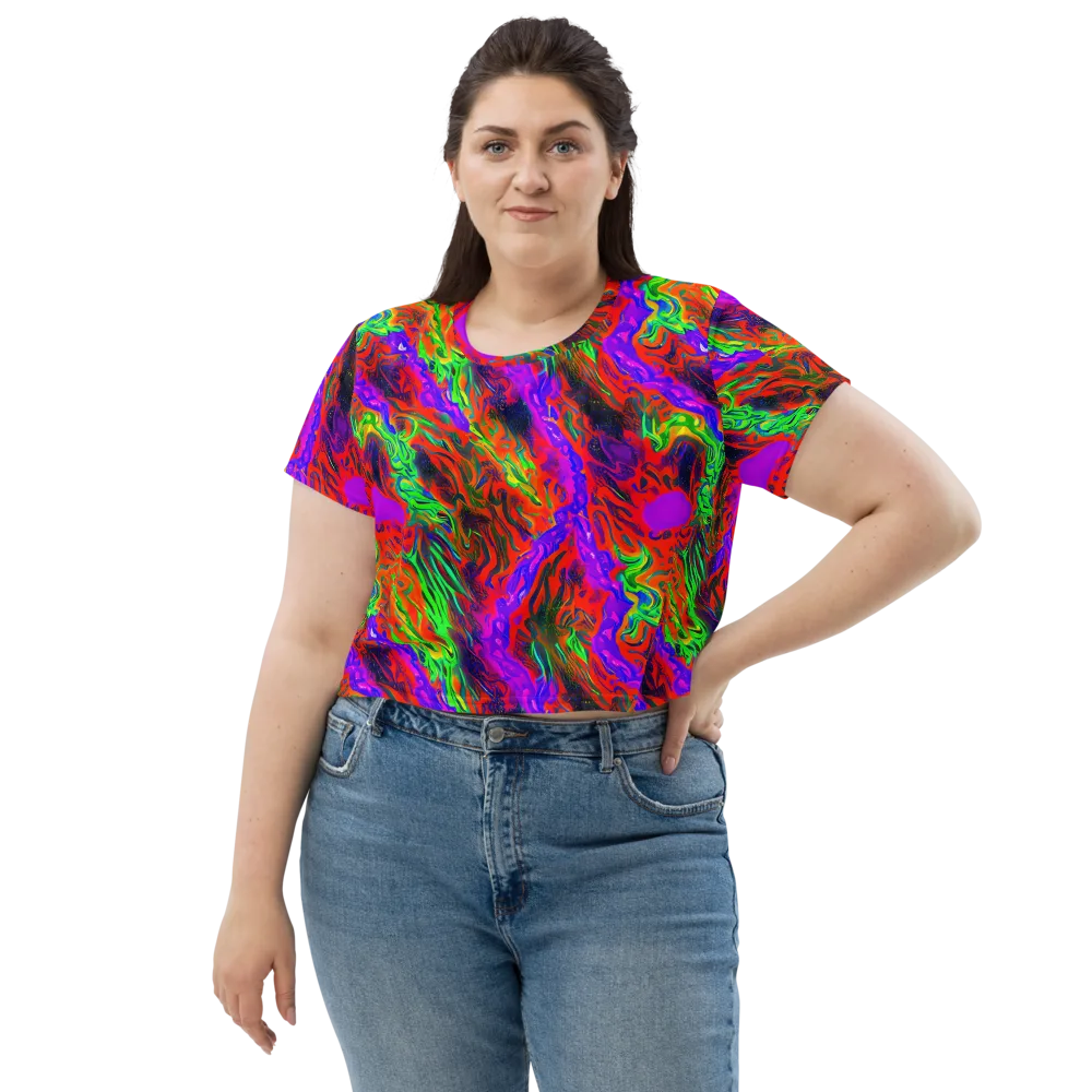 Flare Cascade on Crop Tee — Front