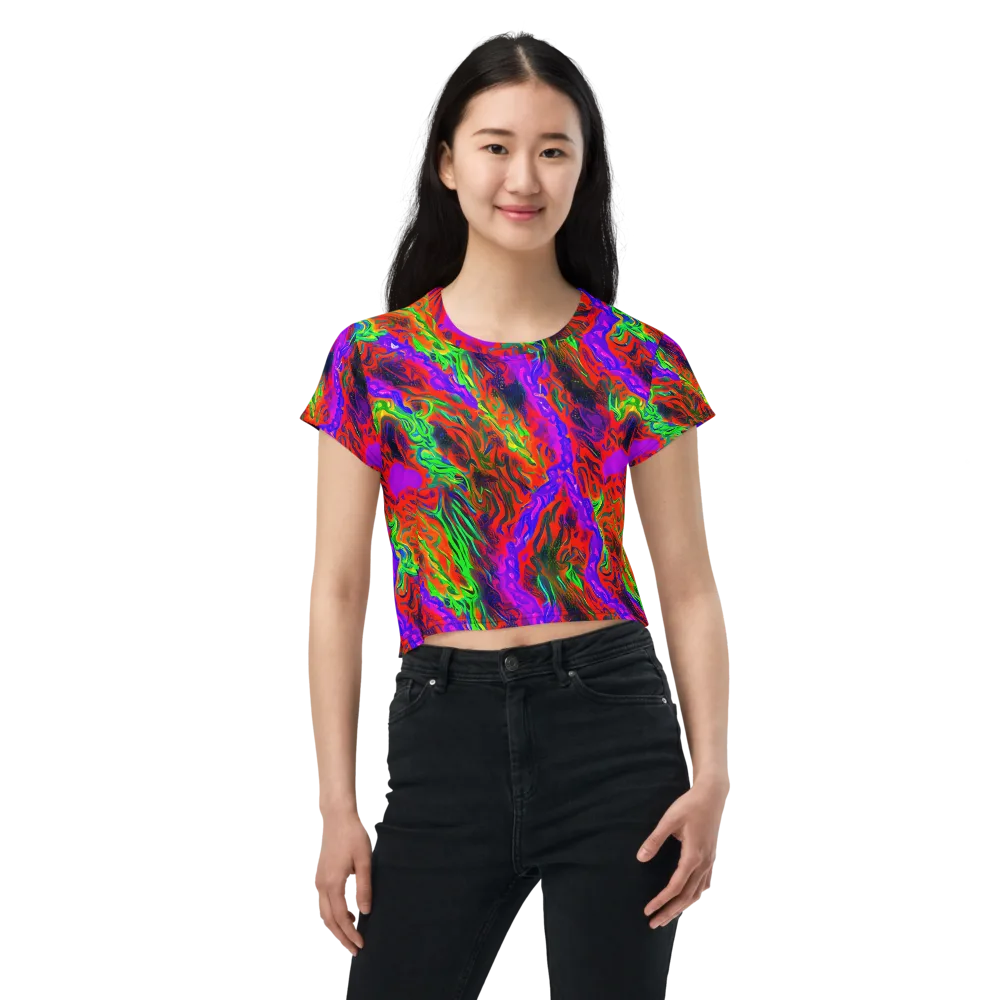 Flare Cascade on Crop Tee — Front