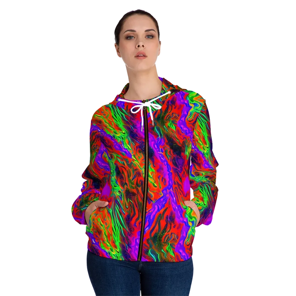 Flare Cascade on Women's Full-Zip Hoodie — Front On Person