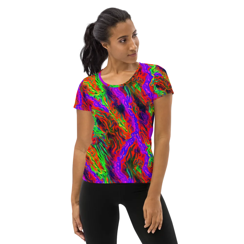 Flare Cascade on Women's Athletic T-Shirt — Front