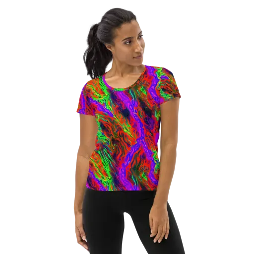 Flare Cascade on a Women's Athletic T-Shirt