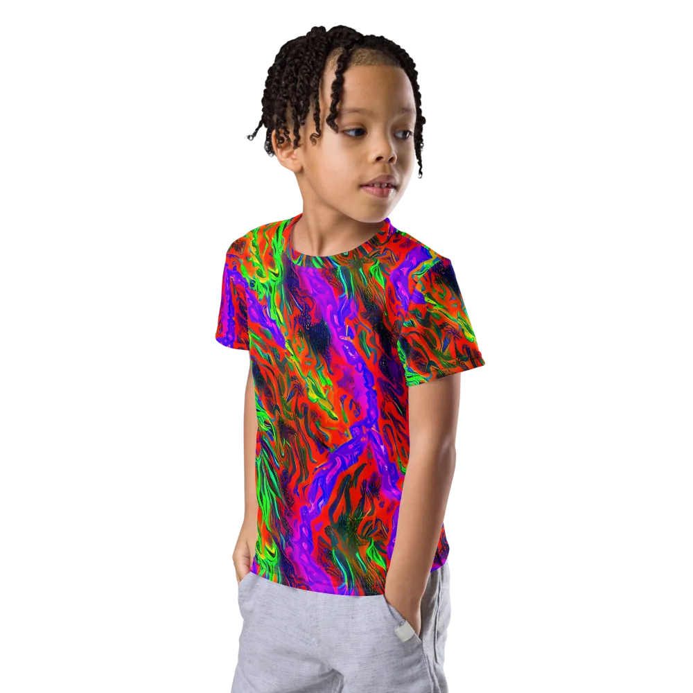 Flare Cascade on Kids Crew Neck T-Shirt — Left Front