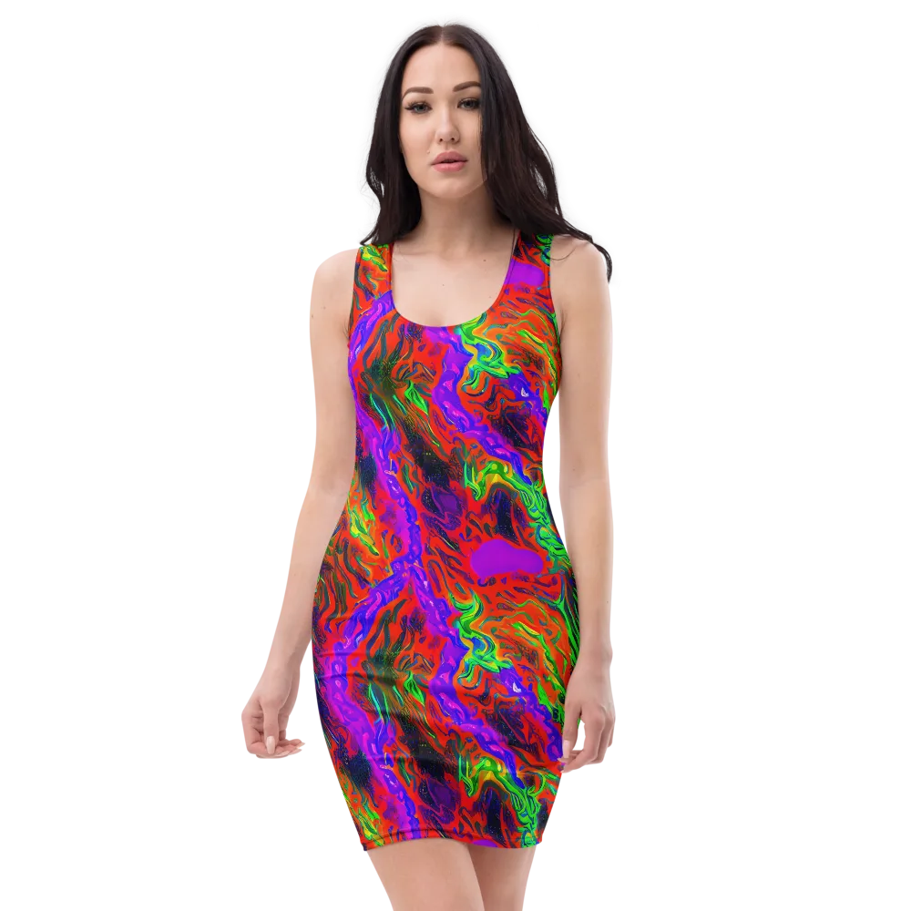 Flare Cascade on Bodycon Dress — Front