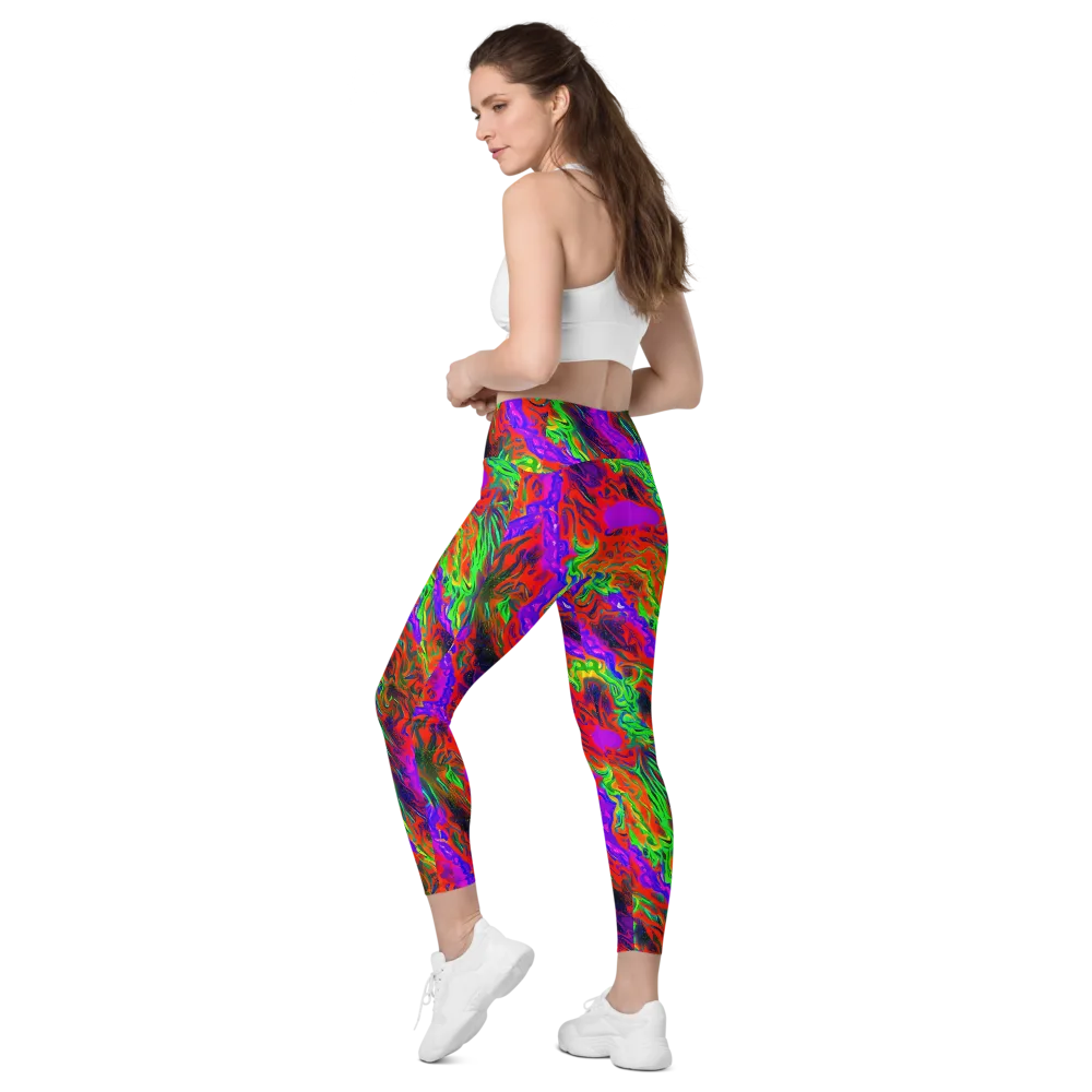 Flare Cascade on Leggings with Pockets — Left Back