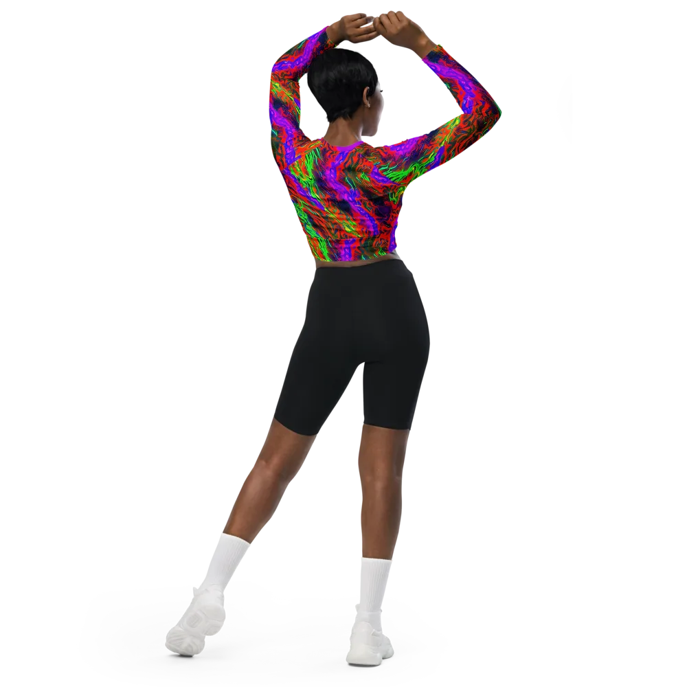 Flare Cascade on Long Sleeve Crop Top — Back