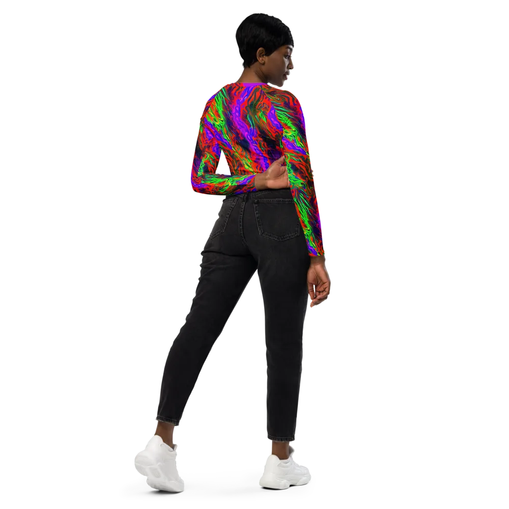 Flare Cascade on Long Sleeve Crop Top — Right Back